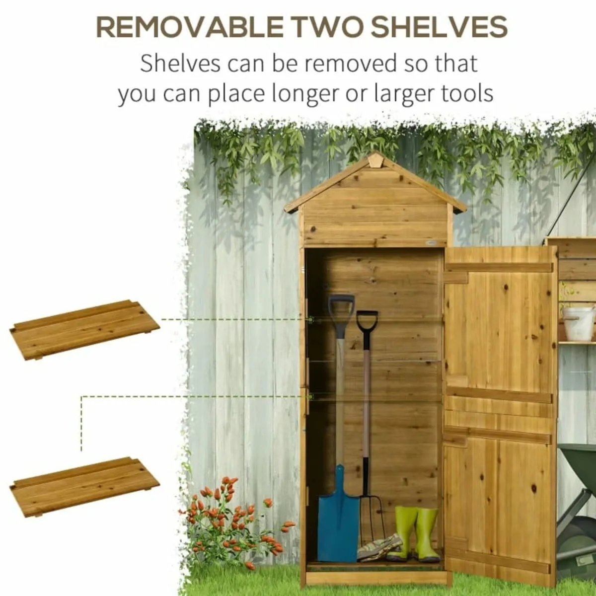 Wooden Garden Storage Shed Utility Gardener Cabine - Image 4