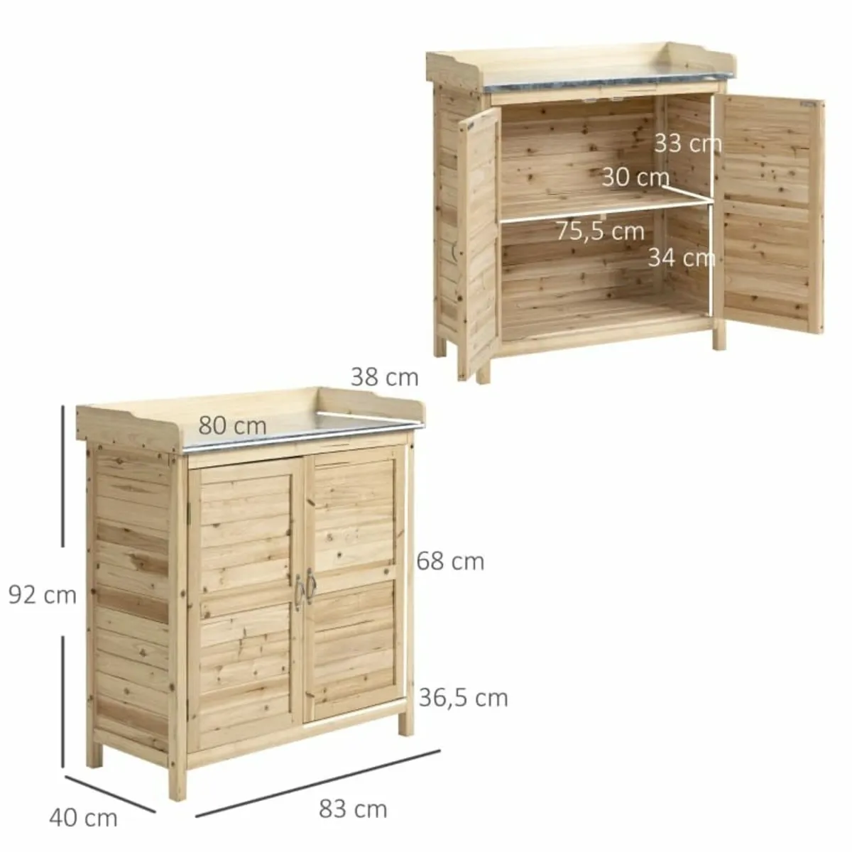 Garden Cabinet with 2 Compartments, Metal Work Sur - Image 4