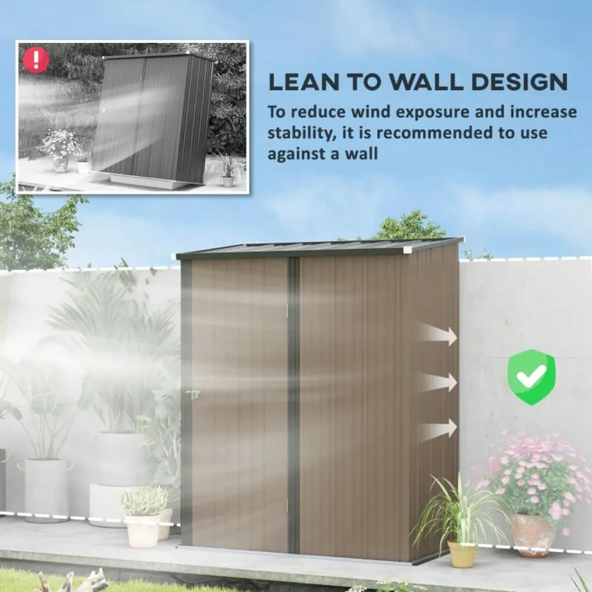 5.3ft× 3.1ft Outdoor Storage Shed, Steel Garden Sh - Image 2