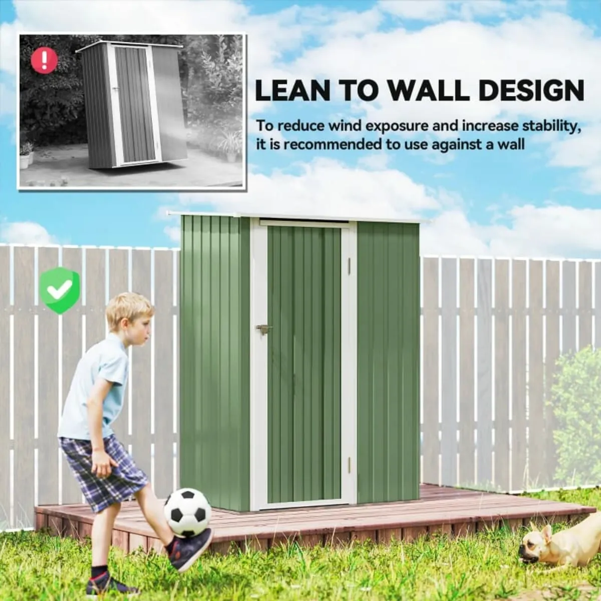 5ft x 3ft Garden Shed with Lean to, Tool Shed w/ S - Image 2