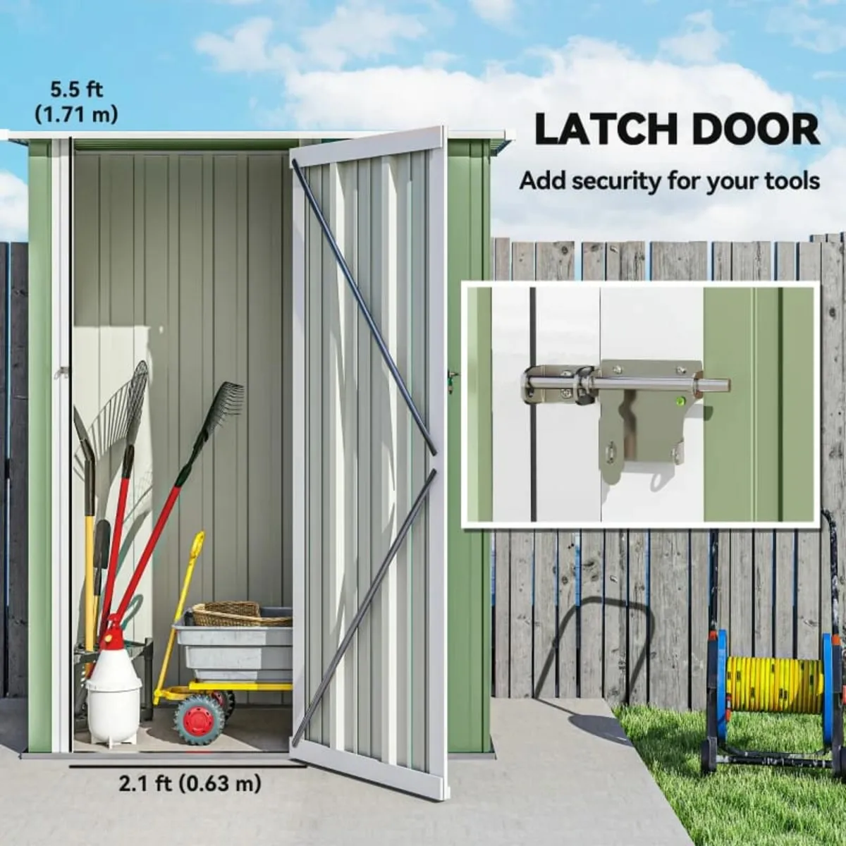 5ft x 3ft Garden Shed with Lean to, Tool Shed w/ S - Image 4