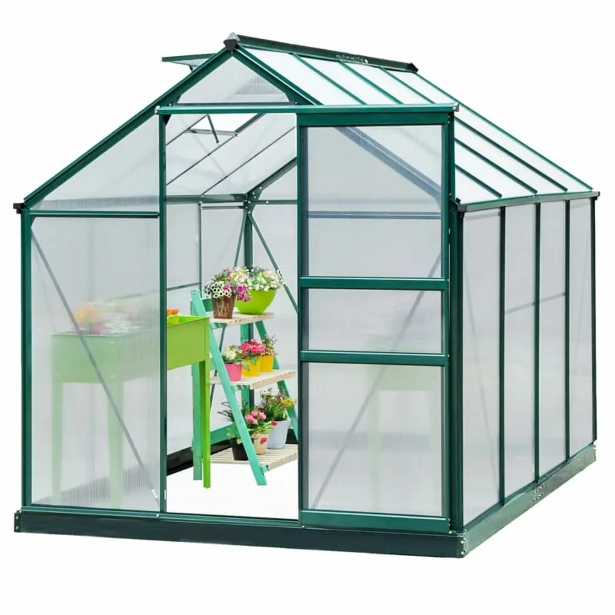 Clear Polycarbonate Greenhouse Large Walk-In Green - Image 1