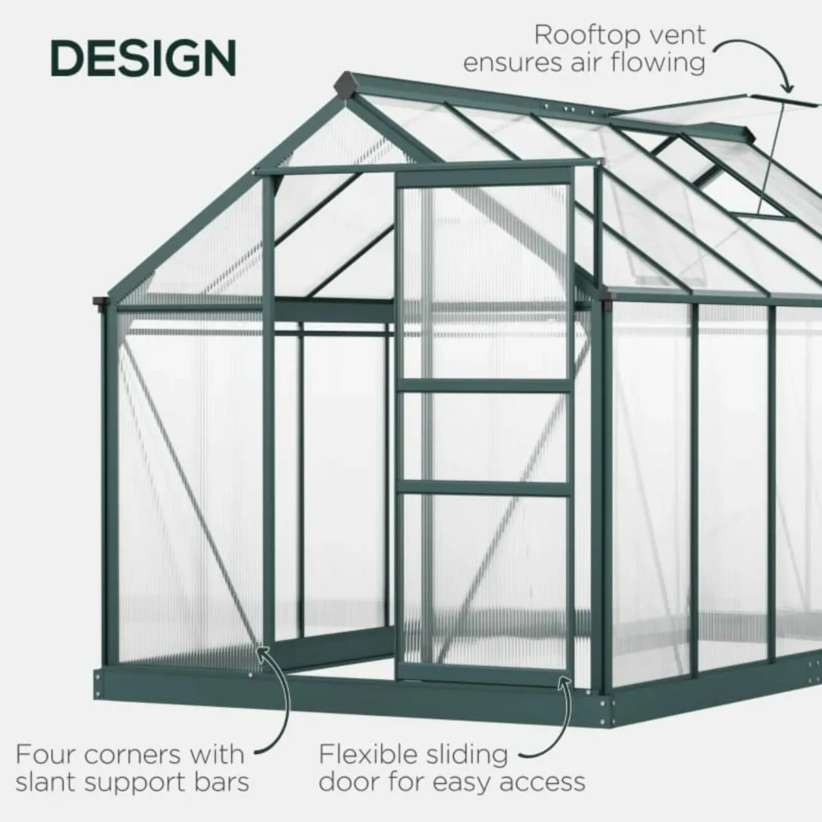 6 x 10ft Polycarbonate Greenhouse - Large Walk-In - Image 3