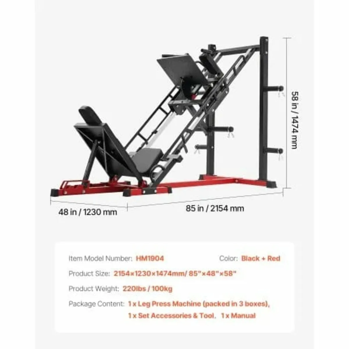 Leg Press Hack Squat Machine, Adjustable Leg Press - Image 3