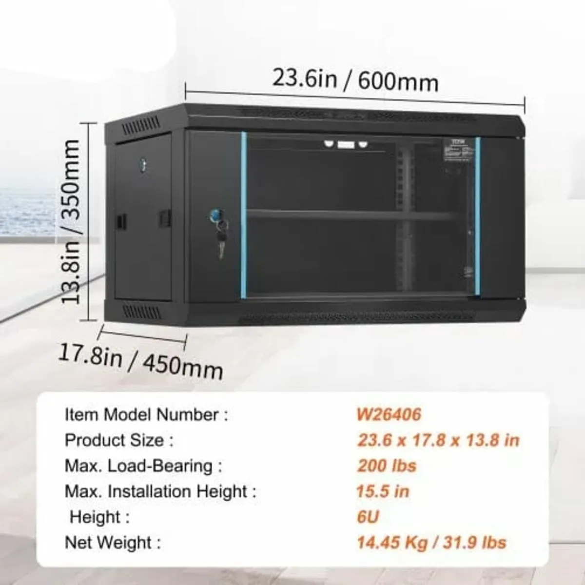 6U Wall Mount Network Server Cabinet, 39.4 cm Deep - Image 3