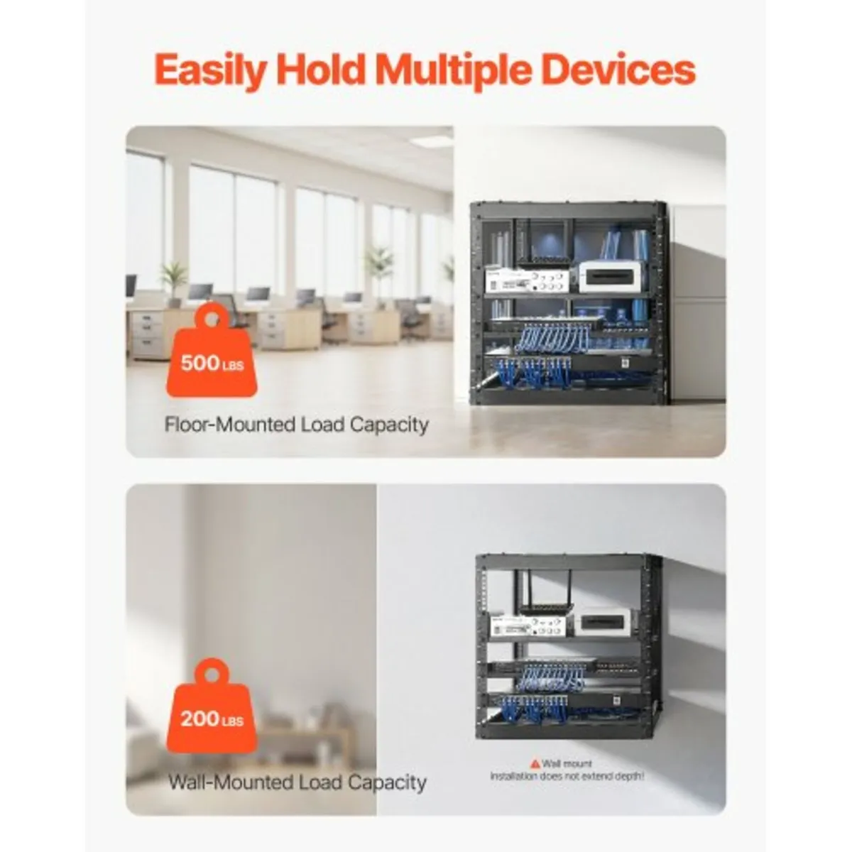 10U Open Frame Network Rack, 585 mm Depth, Wall Mo - Image 2