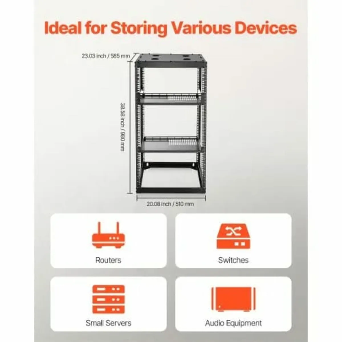 20U Open Frame Network Rack, 585 mm Depth, Wall Mo - Image 3