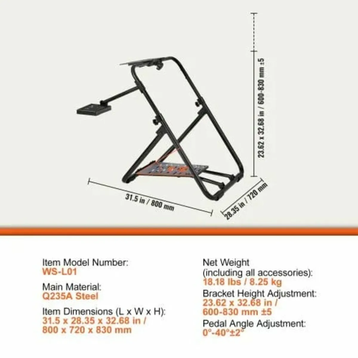 Foldable Racing Steering Wheel Stand, Height Adjus - Image 3
