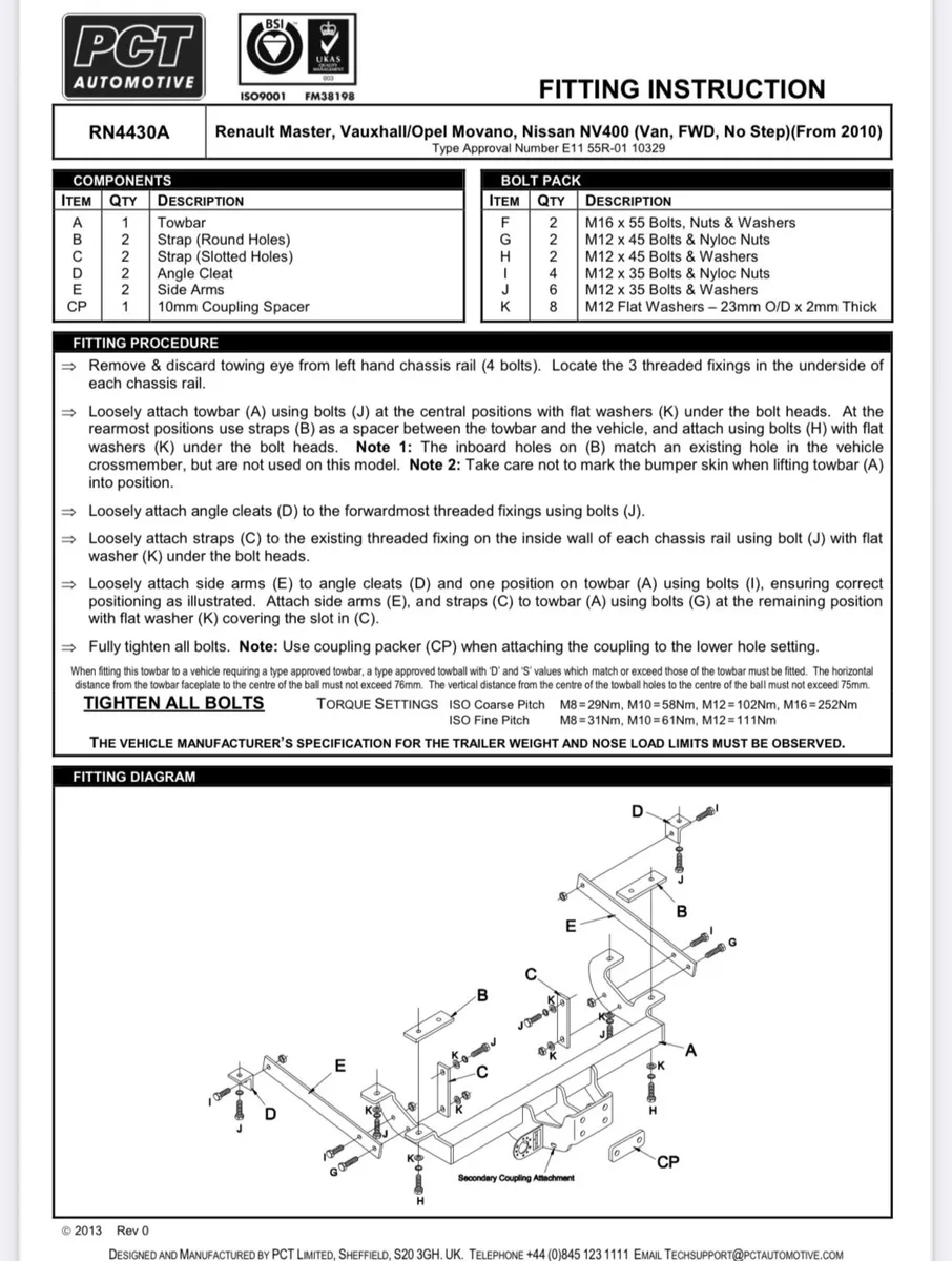 New Renault master towbar - Image 1