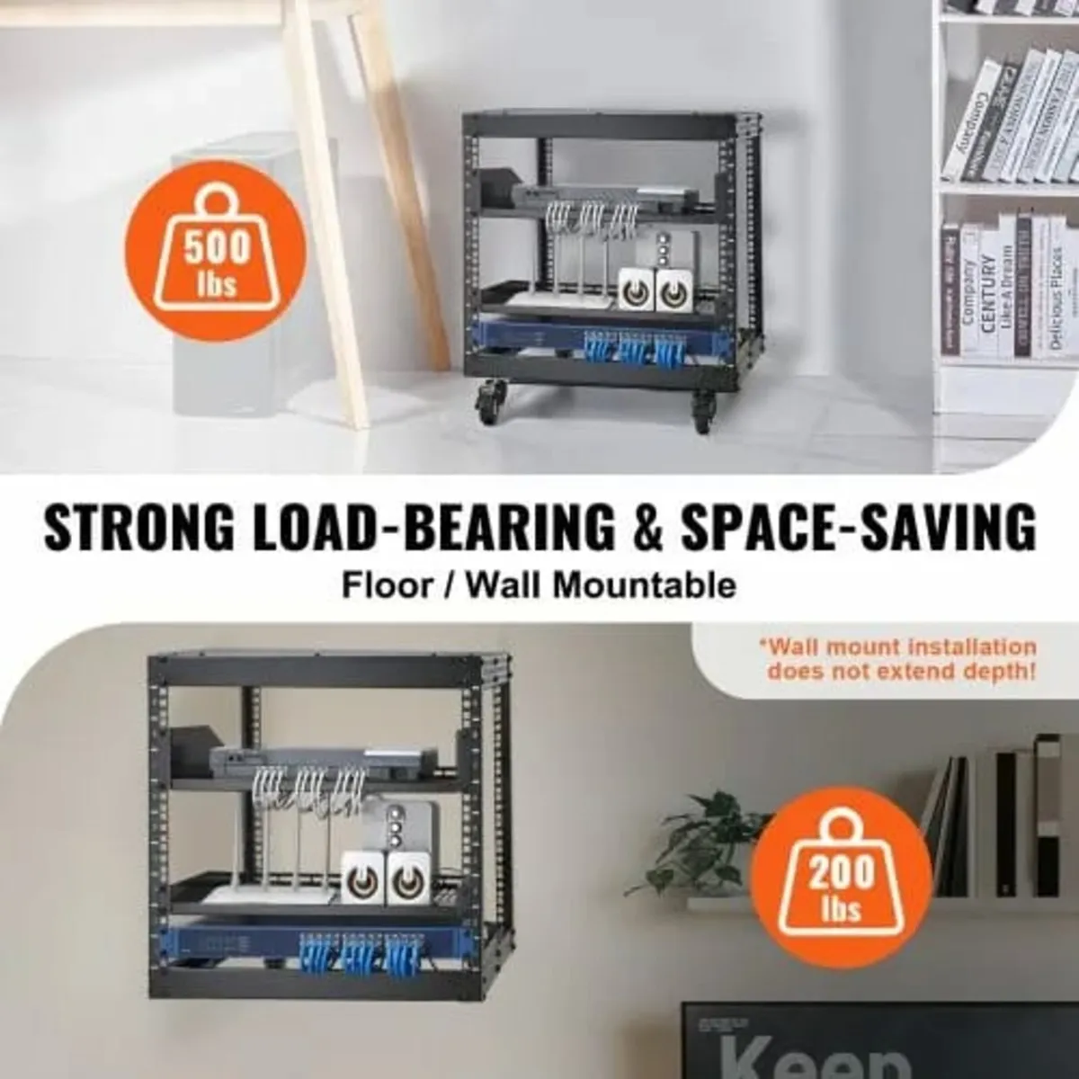 9U 4 Post Open Frame Server Rack Network Enclosure - Image 4