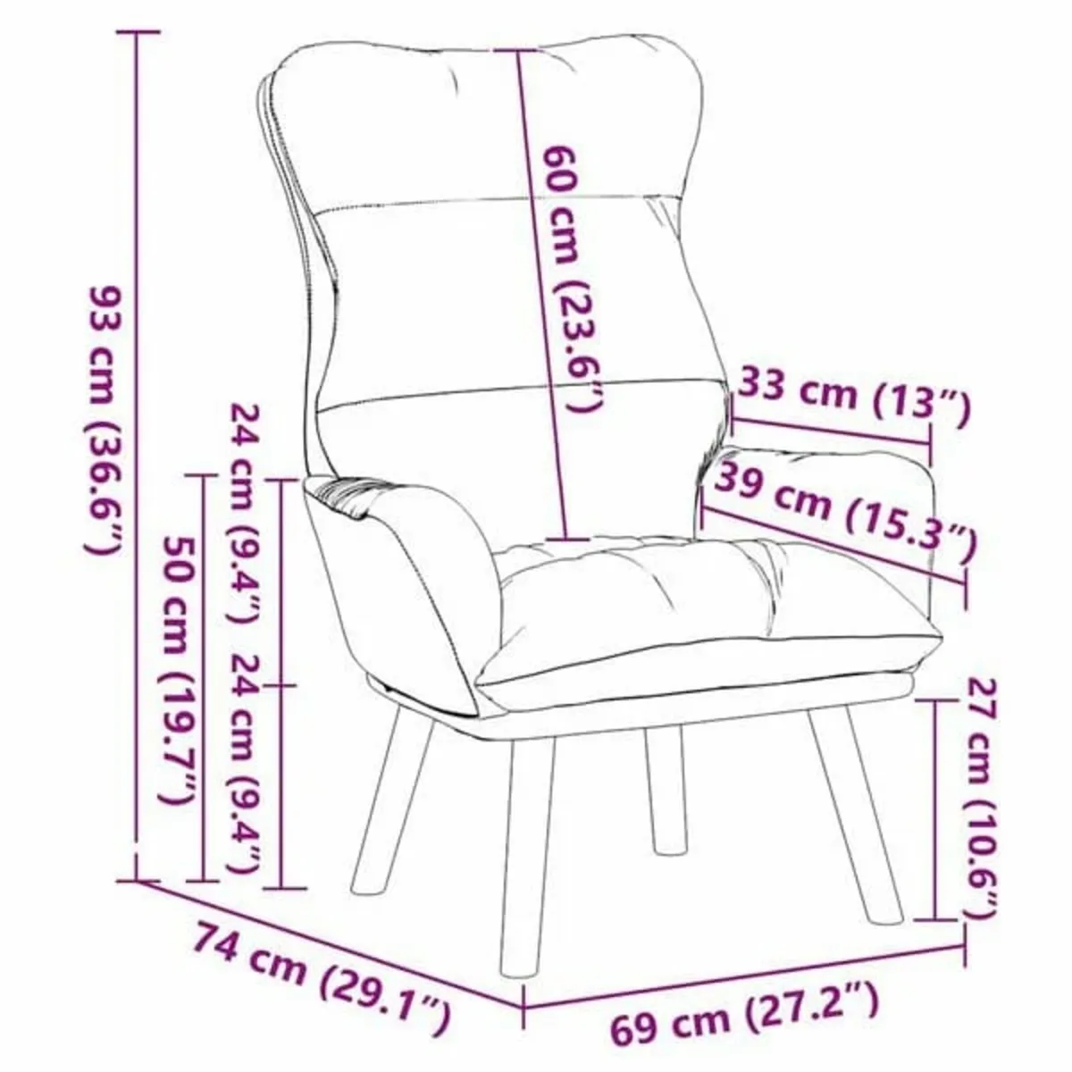 Relaxing Chair Blue 69 x 74 x 93 cm Velvet - Image 3