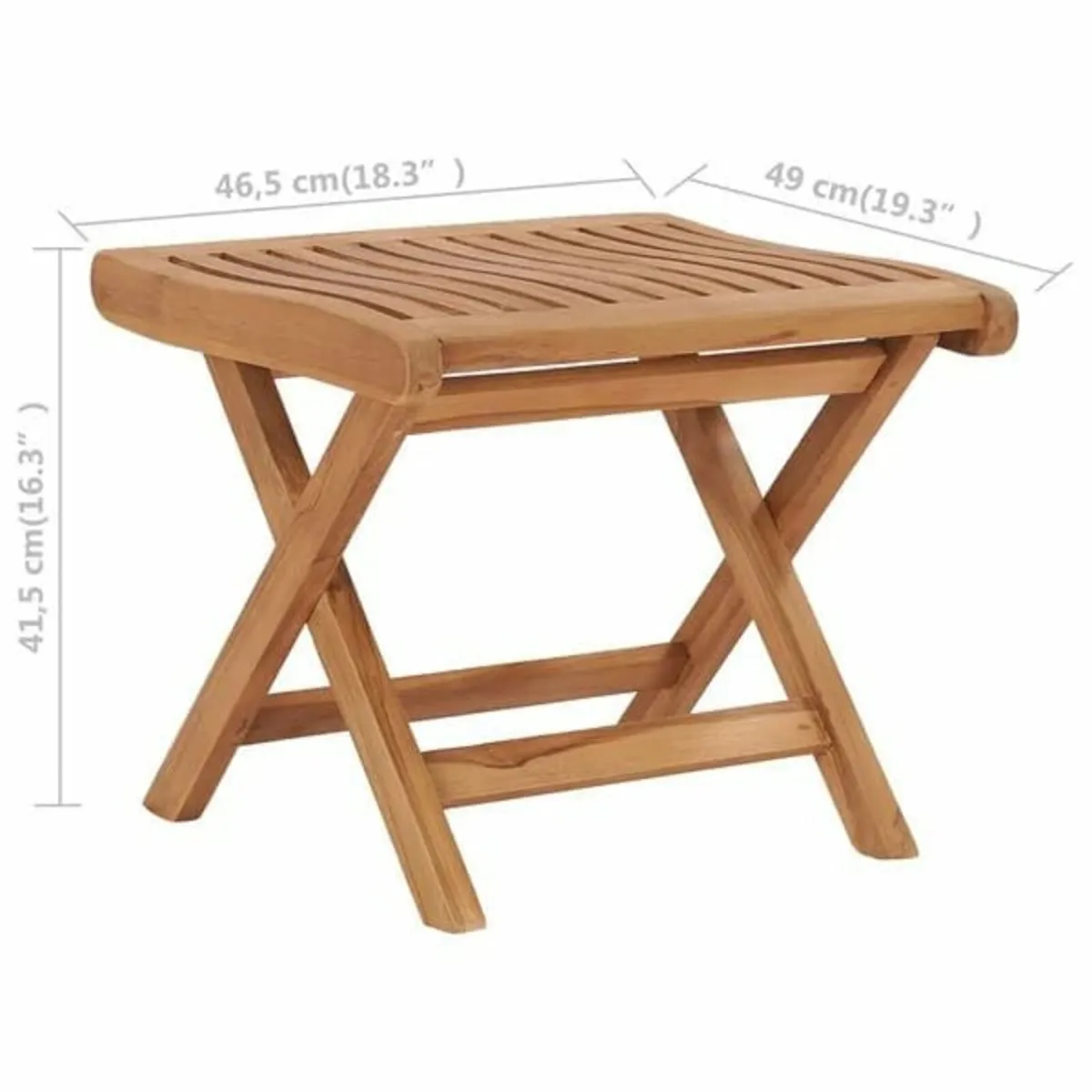 Folding Footrest 46.5x49x41.5 cm Solid Teak Wood - Image 3