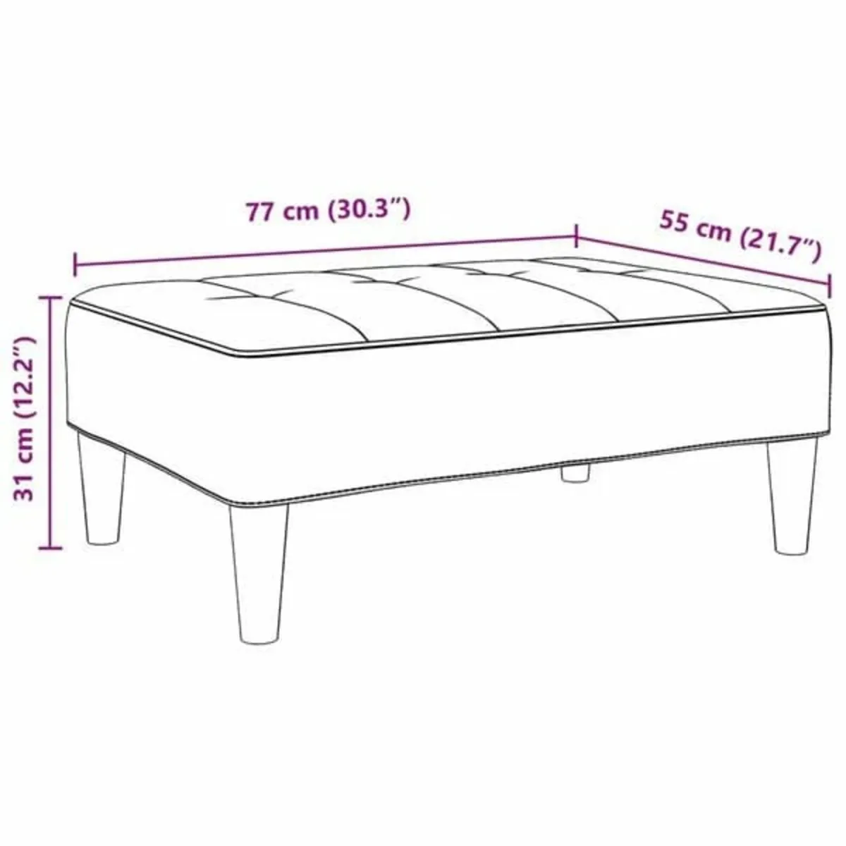 Footstool Dark Grey 77x55x31 cm Velvet - Image 3