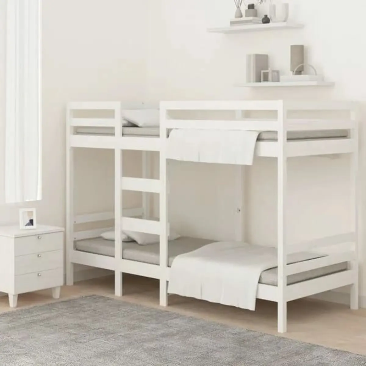 Bunk Bed without Mattress White 75x190 cm Small Si - Image 2
