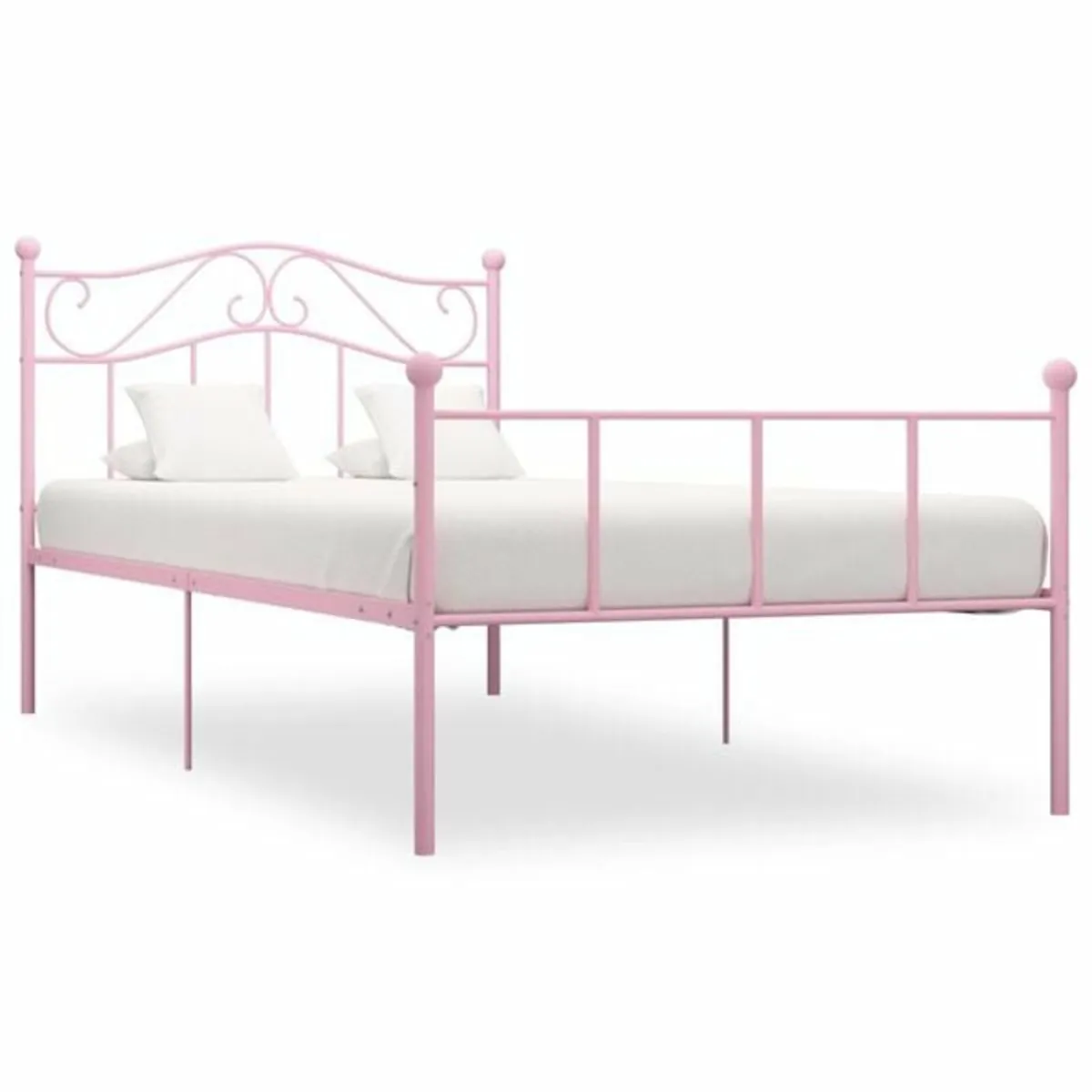 Bed Frame without Mattress Pink Metal 90x200 cm - Image 1