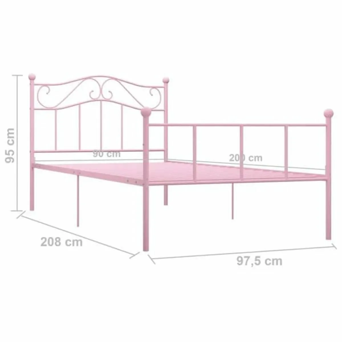 Bed Frame without Mattress Pink Metal 90x200 cm - Image 3