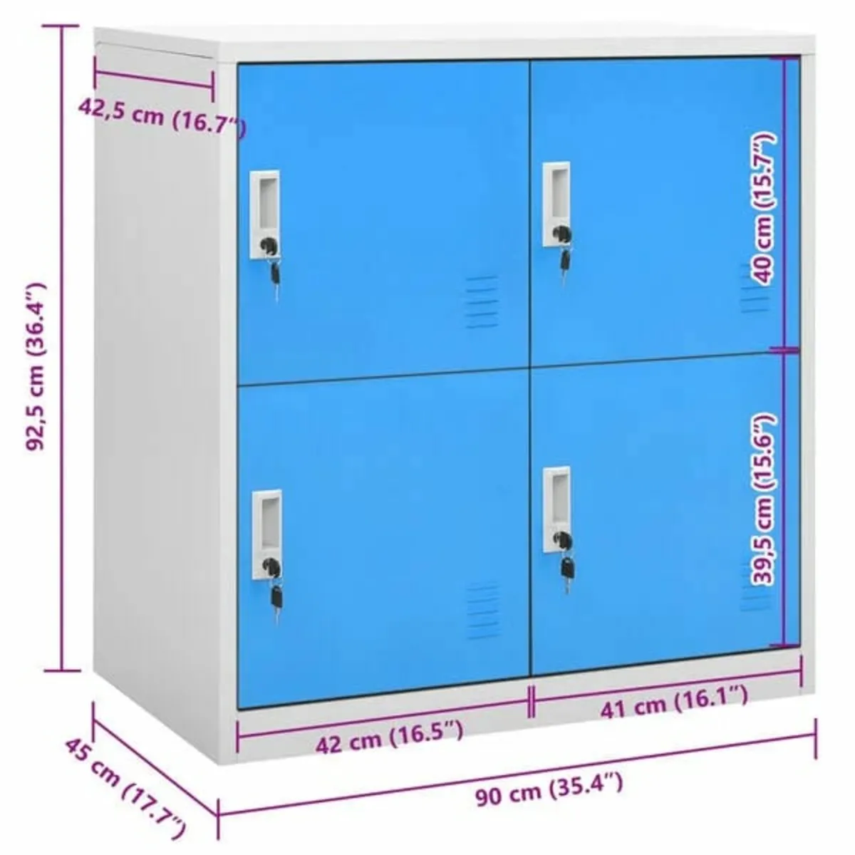 Locker Cabinet Light Grey and Blue 90x45x92.5 cm S - Image 3