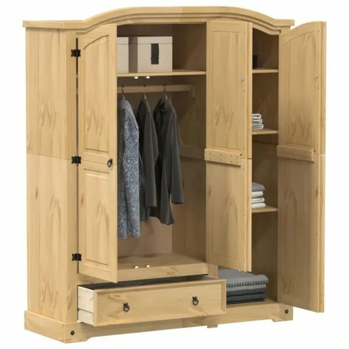Wardrobe Corona 151.5x52x186 cm Solid Wood Pine - Image 2