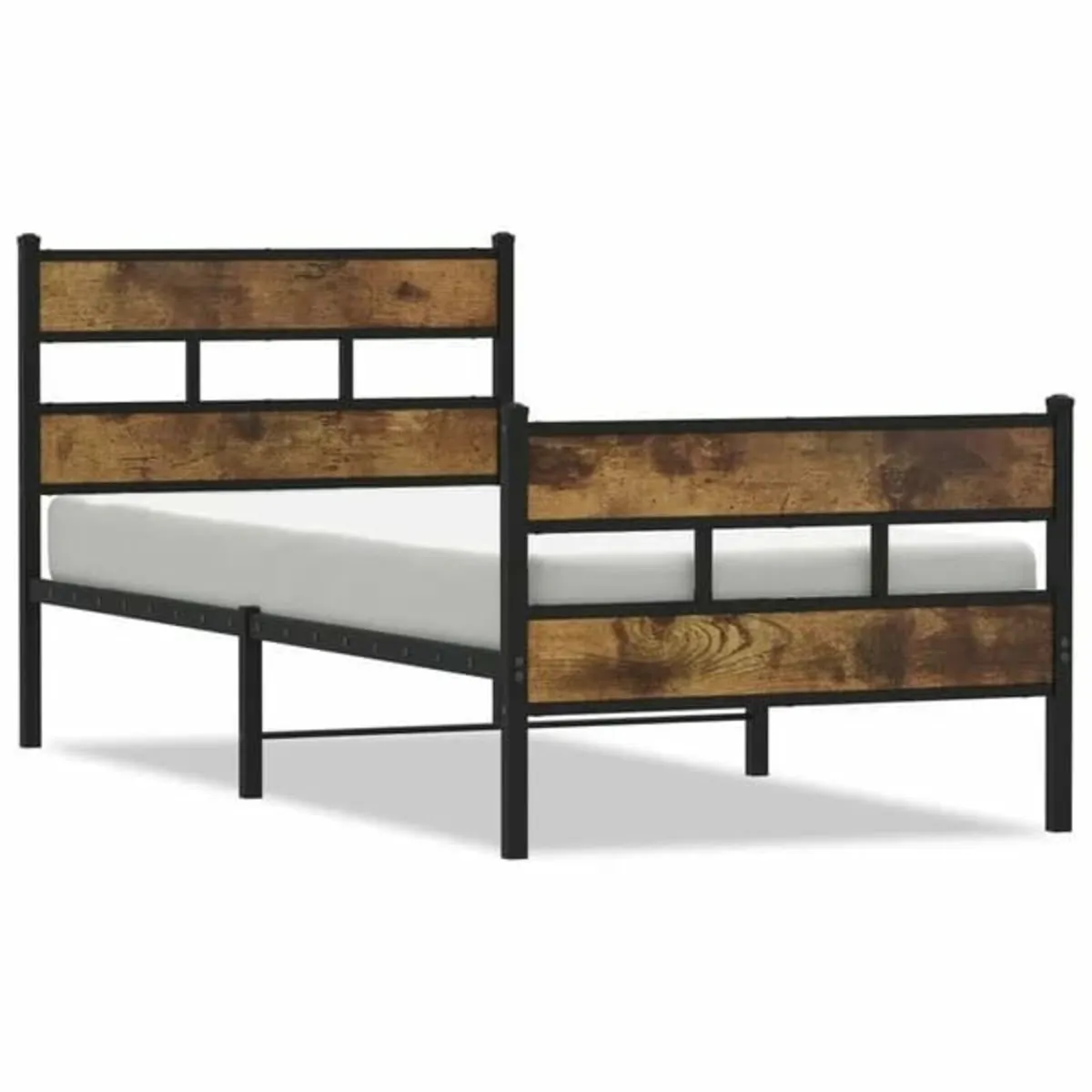 Metal Bed Frame without Mattress Smoked Oak 75x190 - Image 2