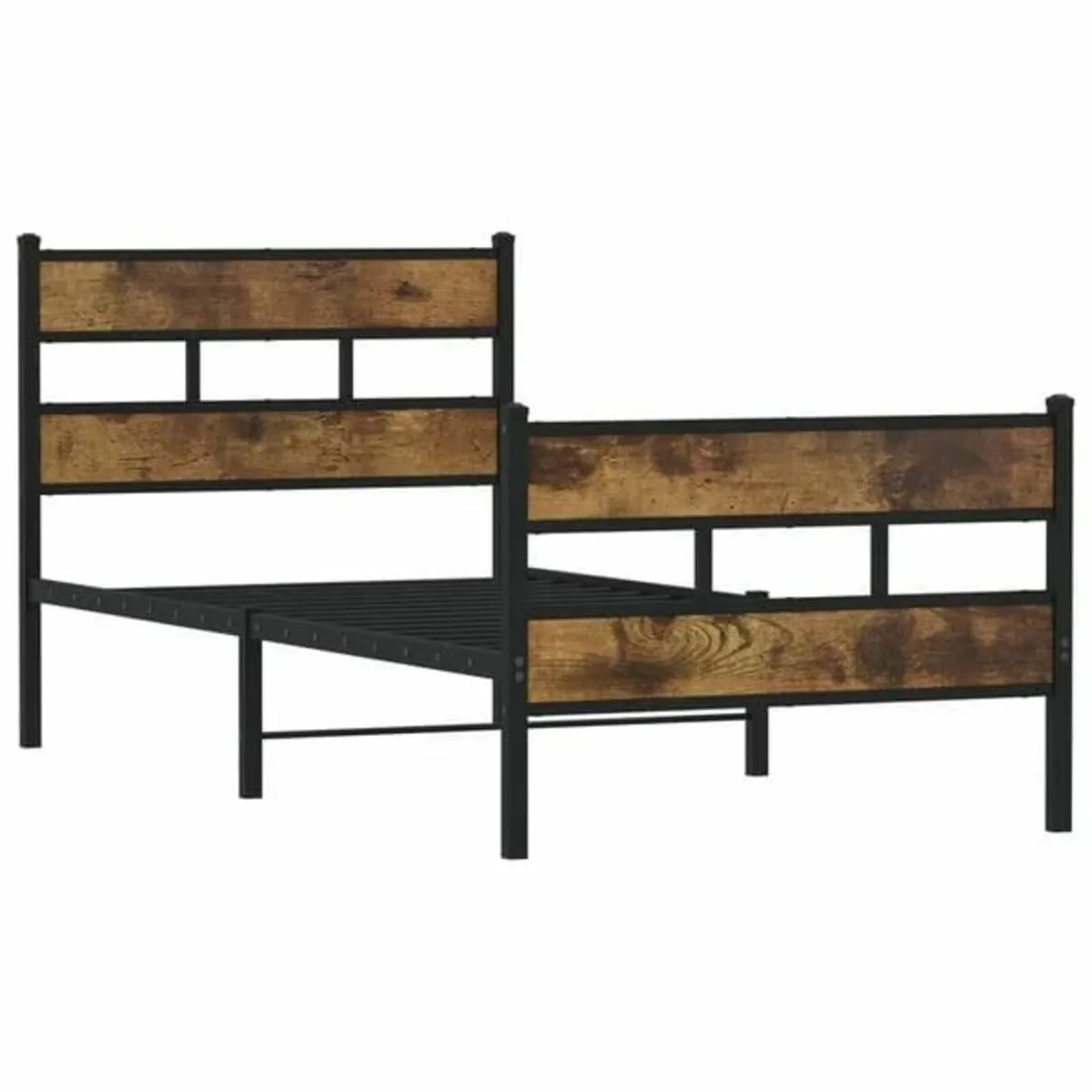 Metal Bed Frame without Mattress Smoked Oak 75x190 - Image 4