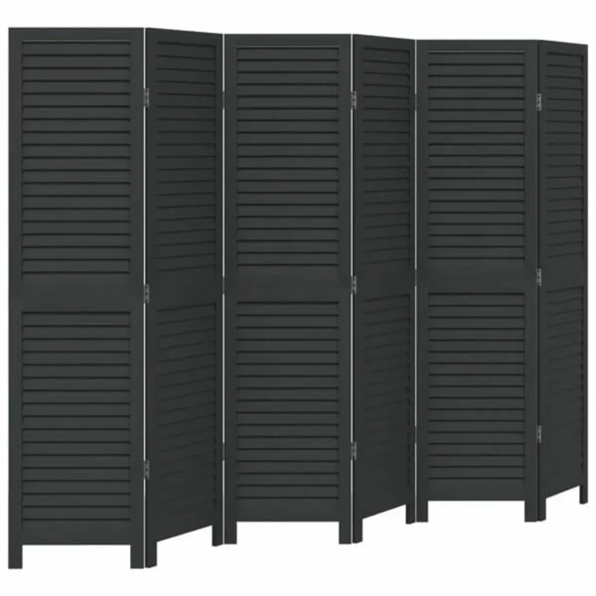 Room Divider 6 Panels Black Solid Wood Paulownia - Image 2