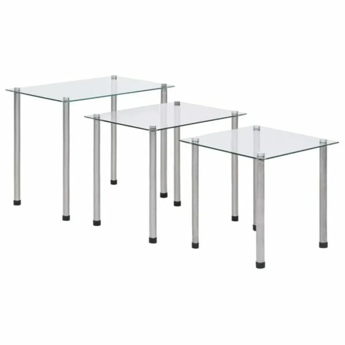 Nesting Tables 3 pcs Transparent Tempered Glass - Image 1