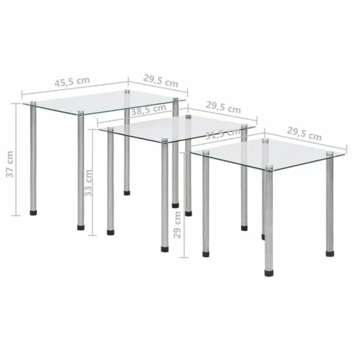 Nesting Tables 3 pcs Transparent Tempered Glass - Image 4