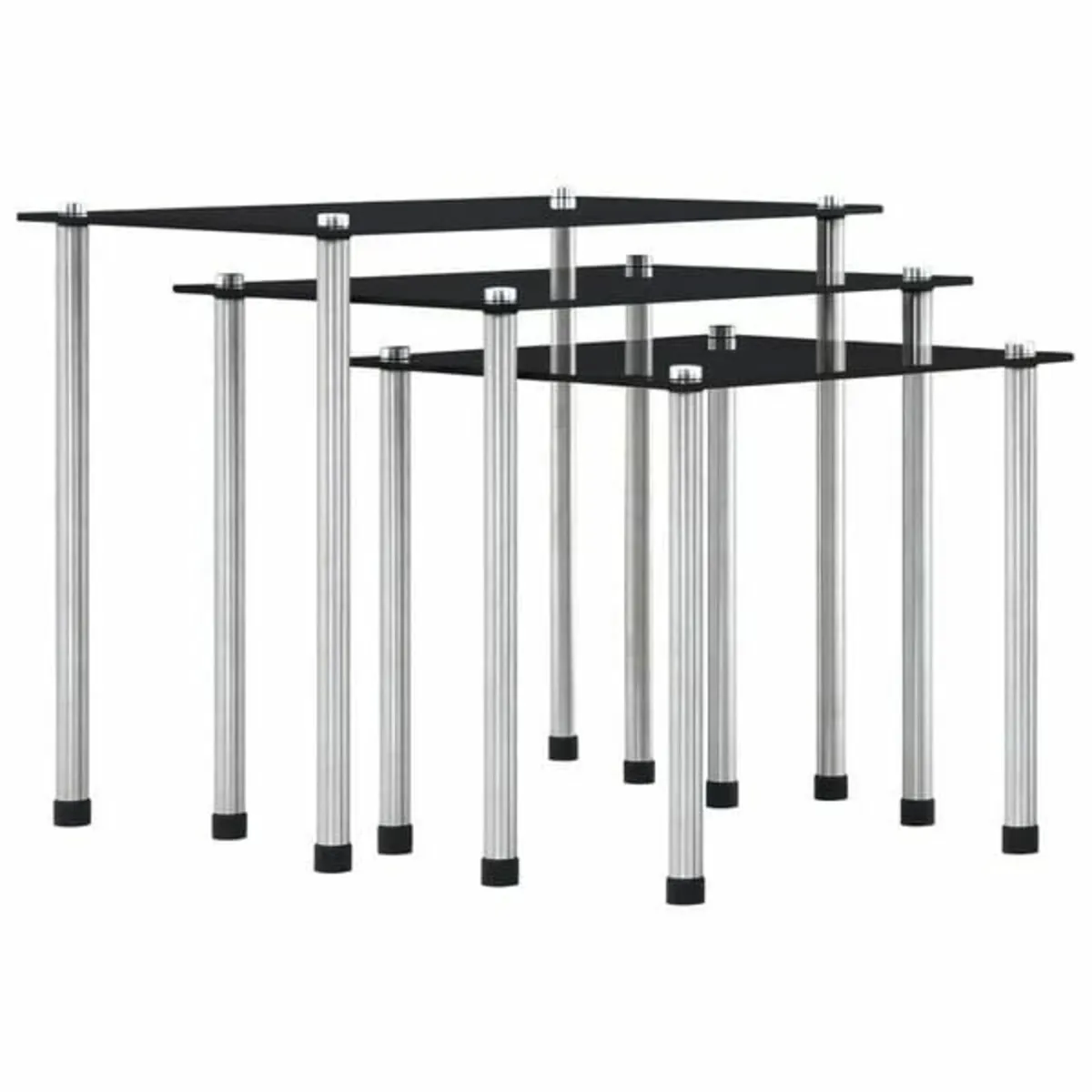 Nesting Tables 3 pcs Black Tempered Glass - Image 1