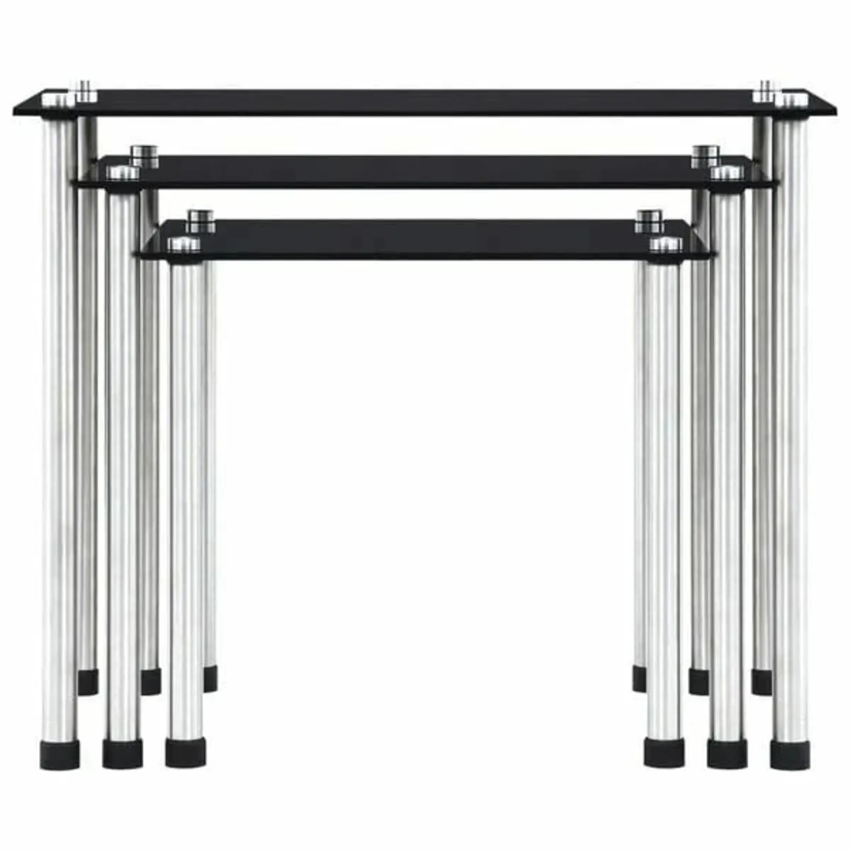 Nesting Tables 3 pcs Black Tempered Glass - Image 2