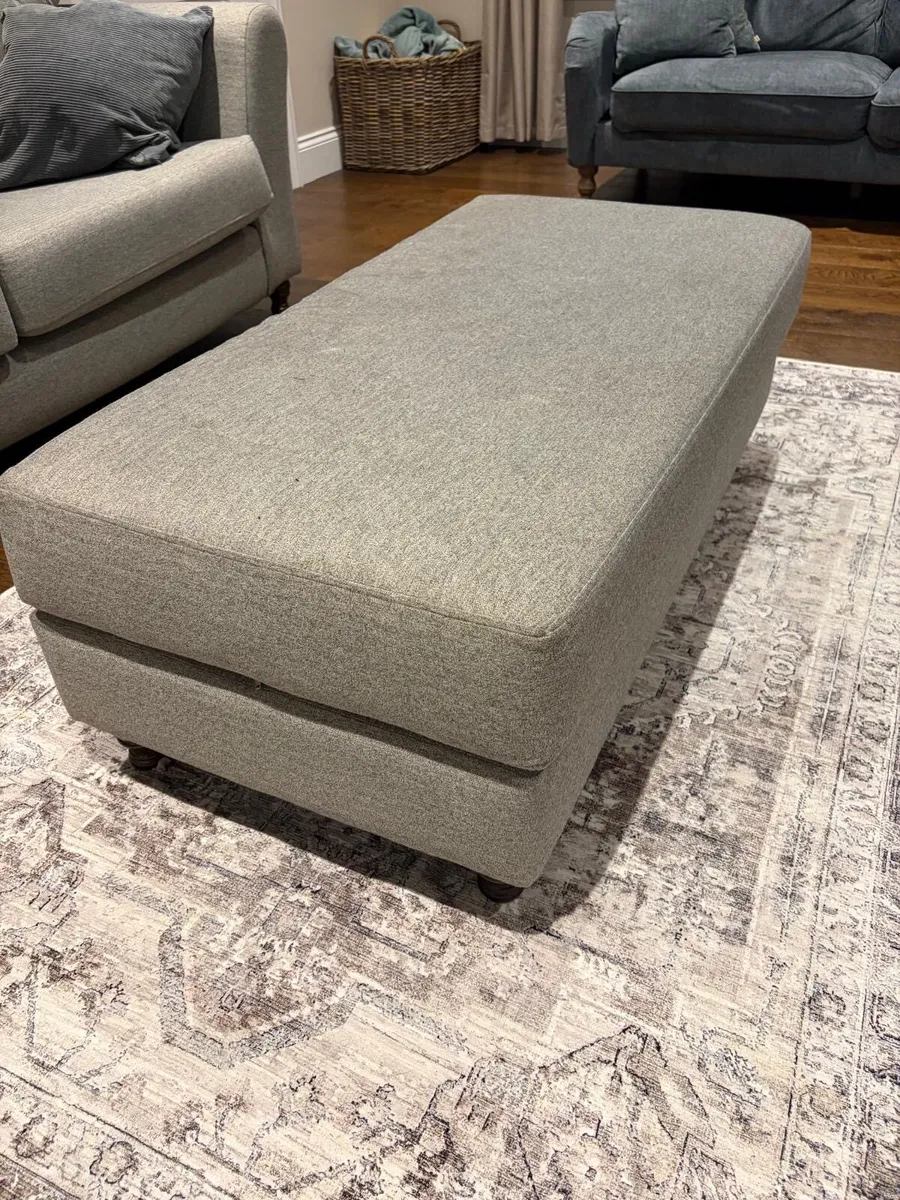 Grey 3 seater couch with matching Ottoman - Image 3