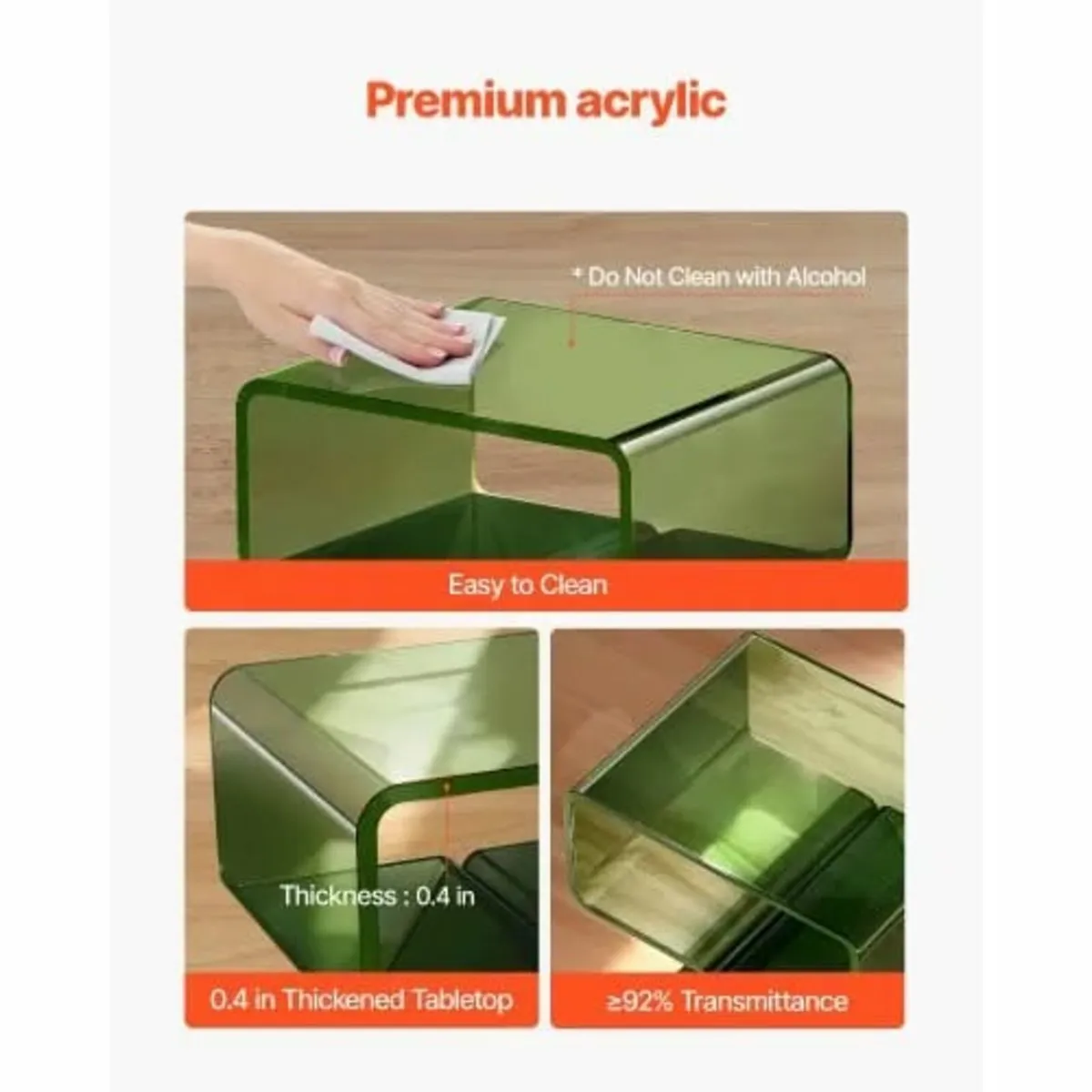 Acrylic Nightstand Side Table, Modern Clear Bedsid - Image 4