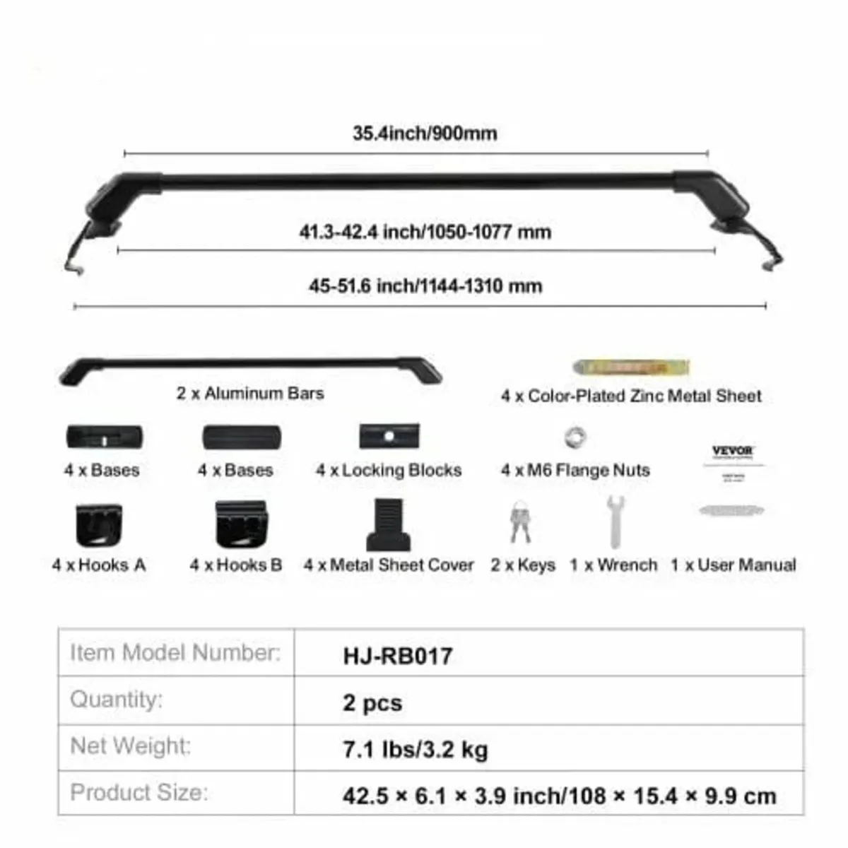 l Roof Rack Cross Bars, Thickened Aluminum - Image 4