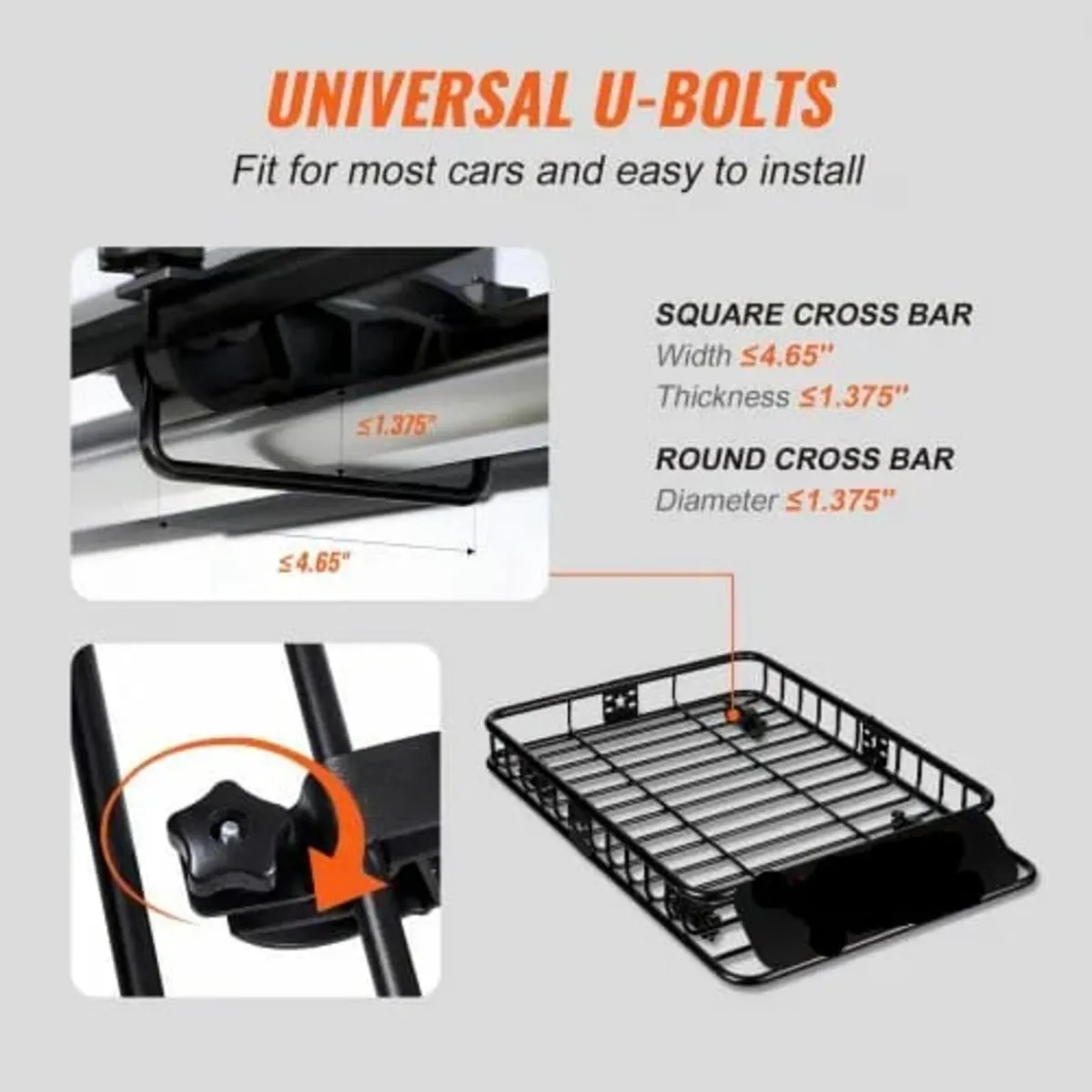 Roof Rack Cargo Basket, 117.5 x 91.5 x 11.4 cm Roo - Image 3