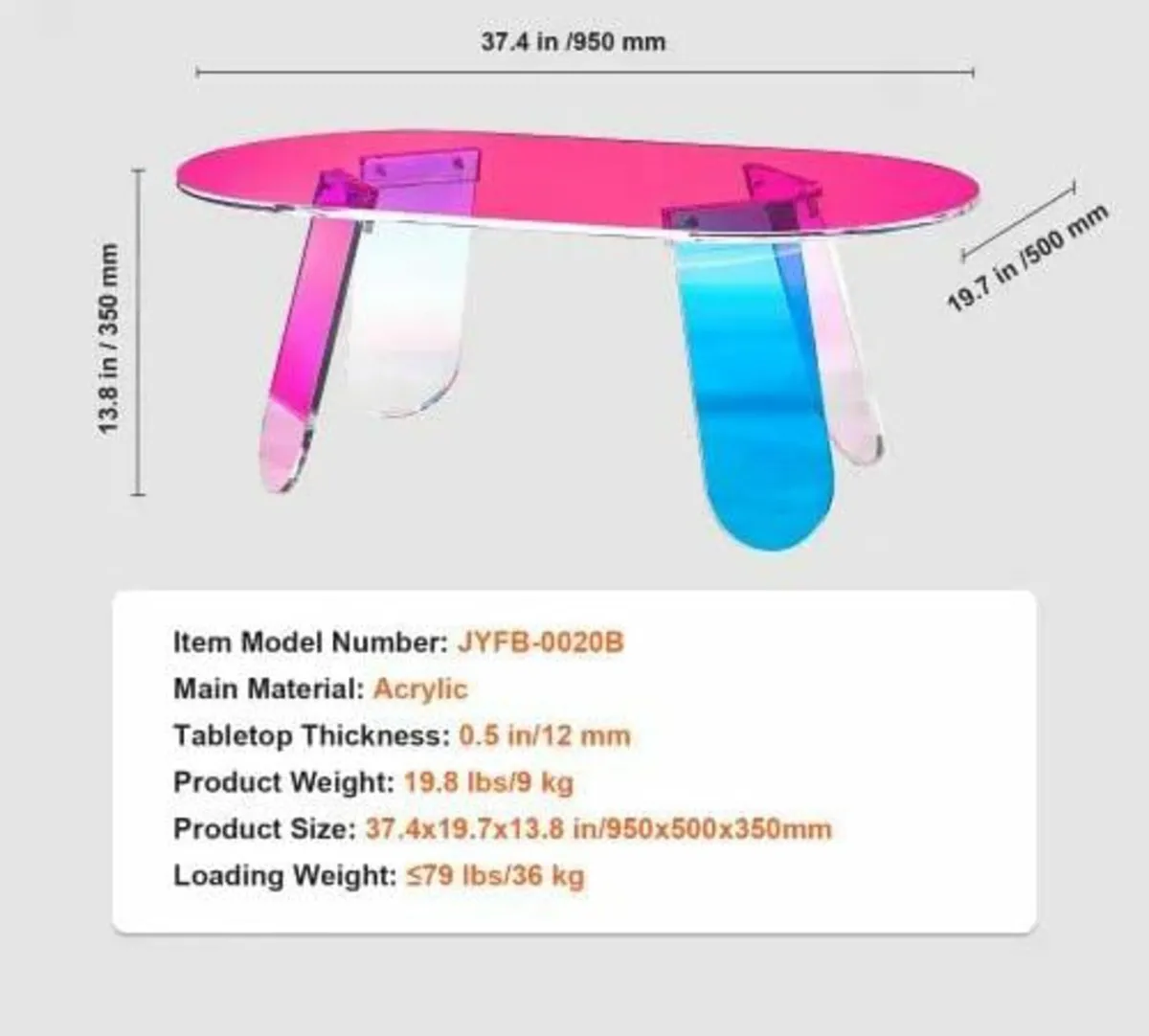 Acrylic Coffee Table, Iridescent Acrylic End Table - Image 2