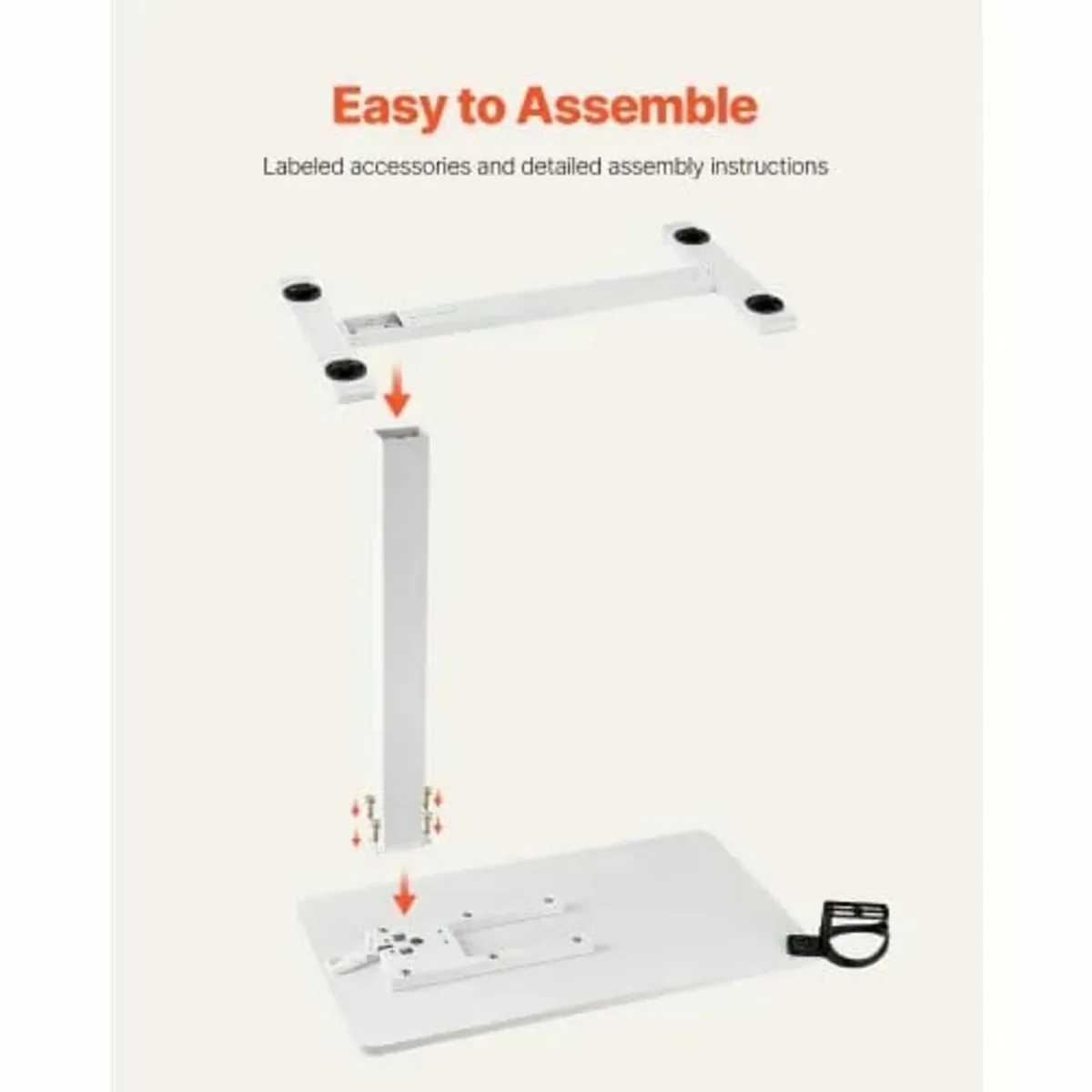 Overbed Table, Mobile Bed Side Table with 4 Hidden - Image 3