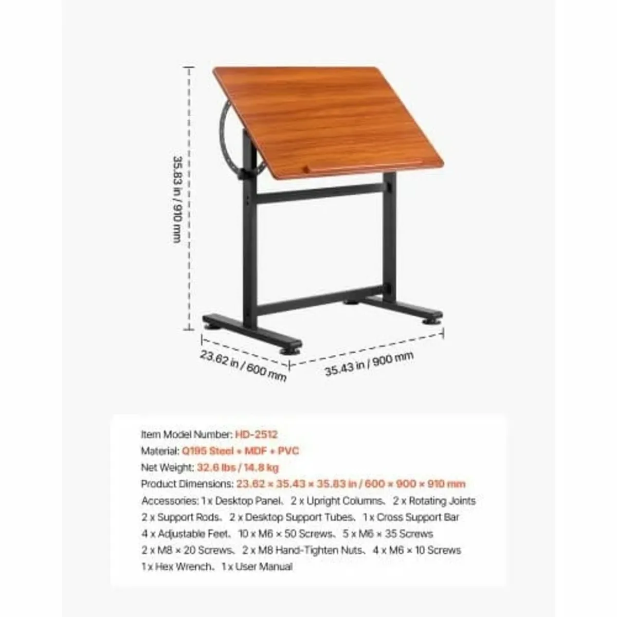 Drafting Table, Adjustable 0°–90° Tilt Drawing Des - Image 3