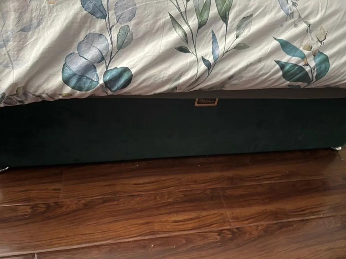 Green velvet king size bed - Image 4