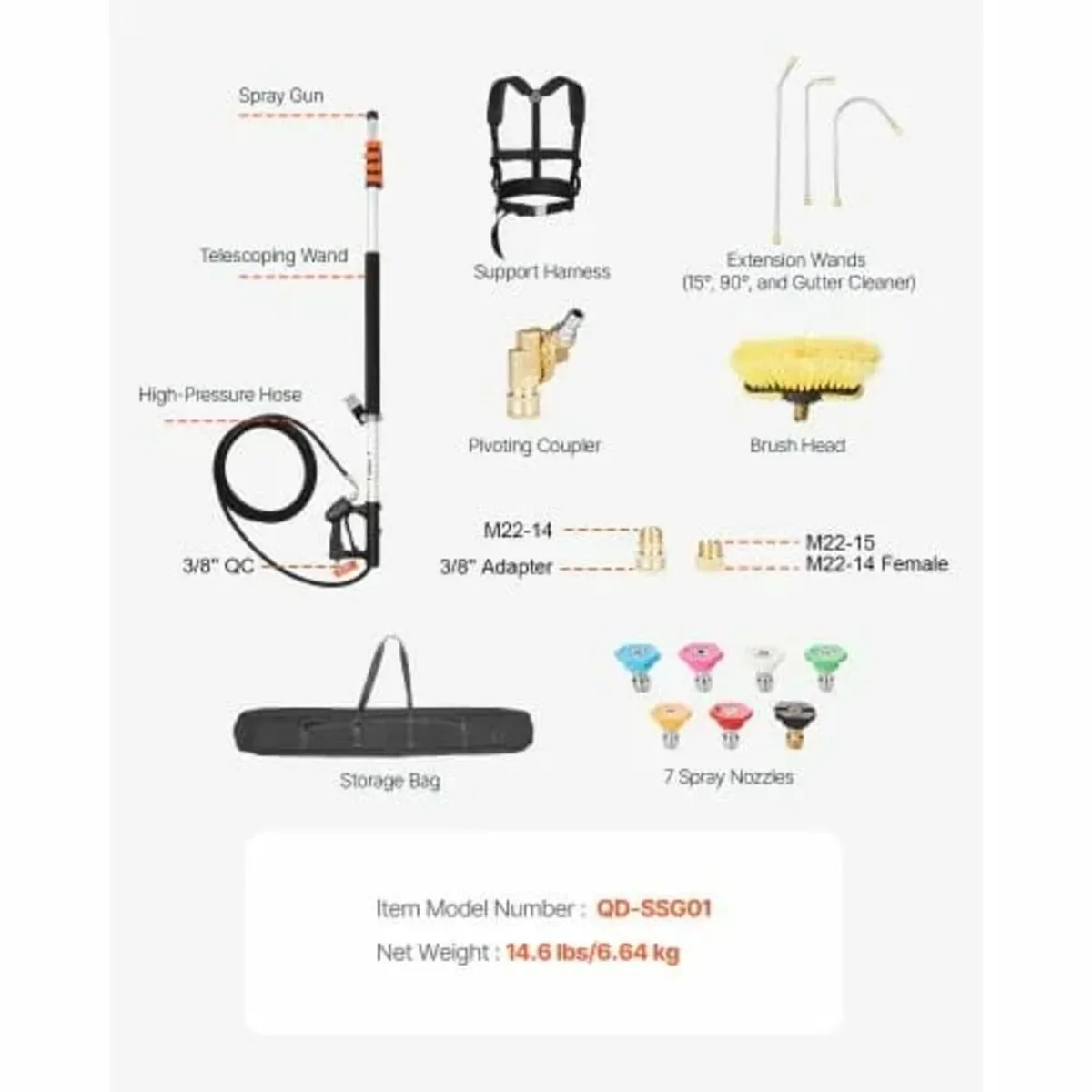 Telescoping Wand, 24 ft, 4000 psi, Telescopic Spra - Image 2