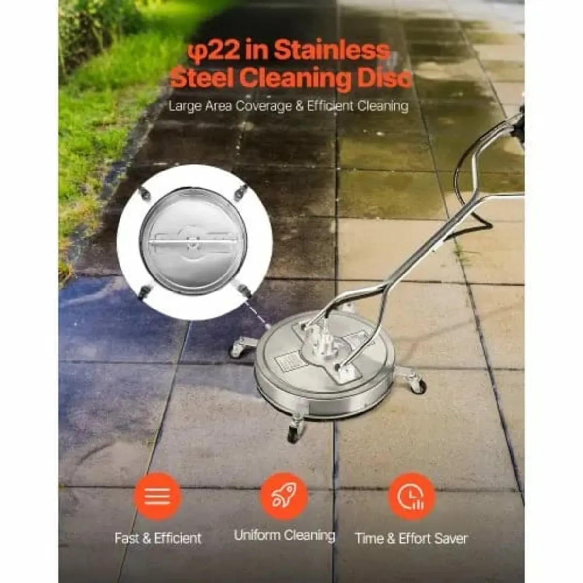 22" Pressure Washer Surface Cleaner, Stainless Ste - Image 2