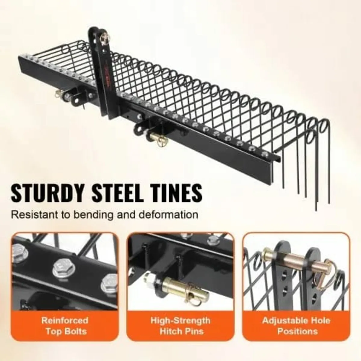 Tow Behind Landscape Rake 72"/183 cm Lawn Dethatch - Image 2