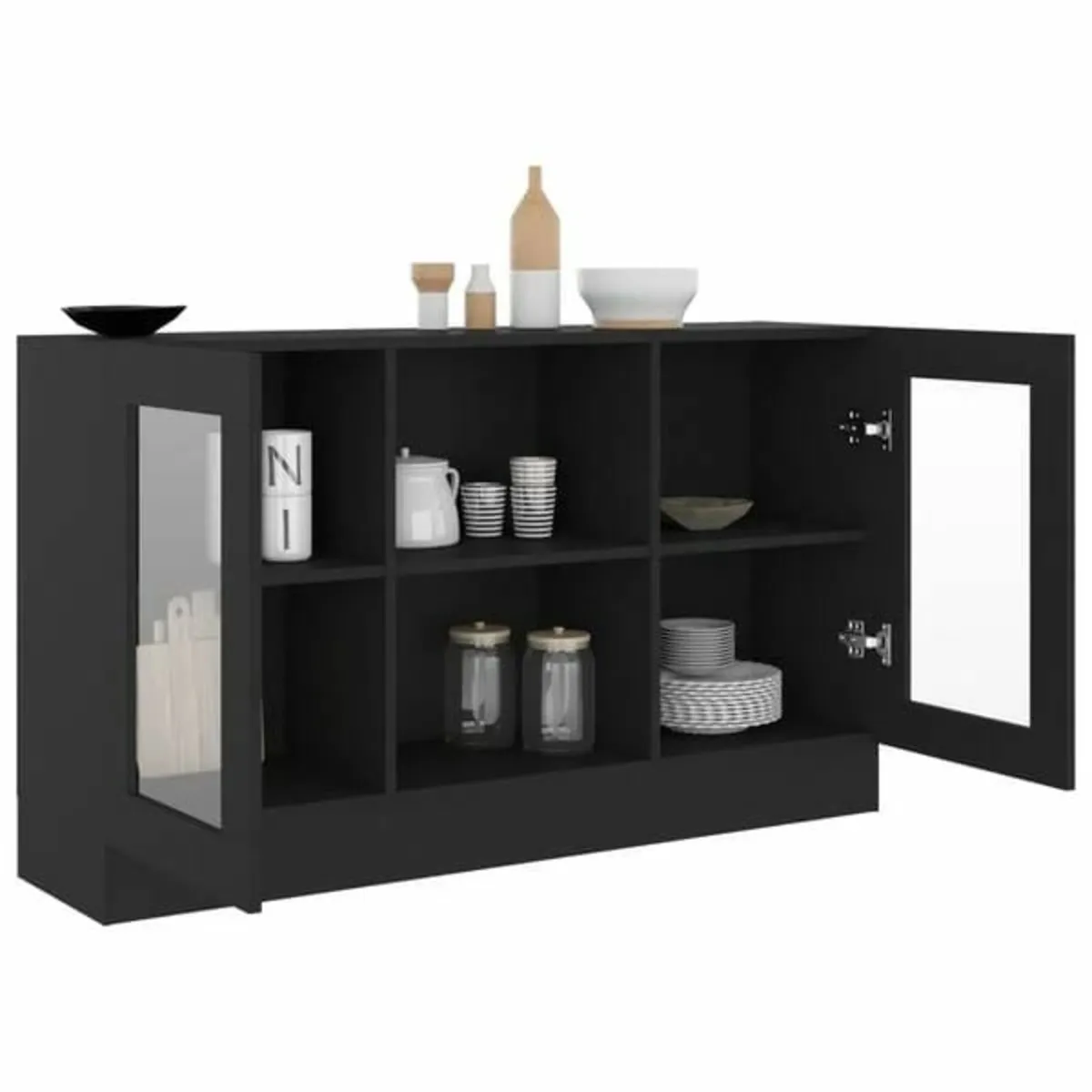 Vitrine Cabinet Black 120x30.5x70 cm Engineered Wo - Image 2