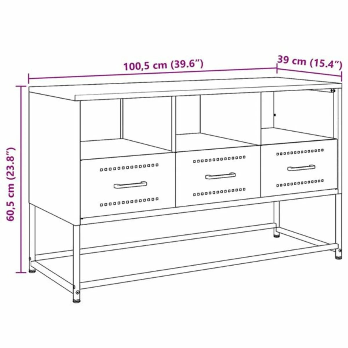 TV Cabinet Black 100.5x39x60.5 cm Steel - Image 3