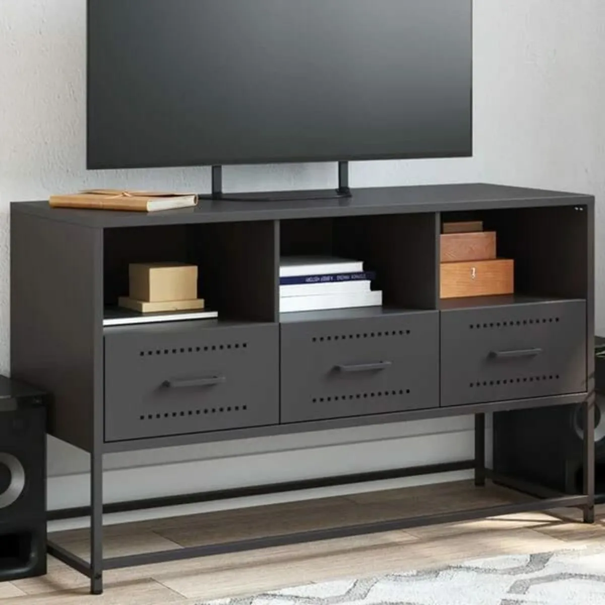 TV Cabinet Black 100.5x39x60.5 cm Steel - Image 1