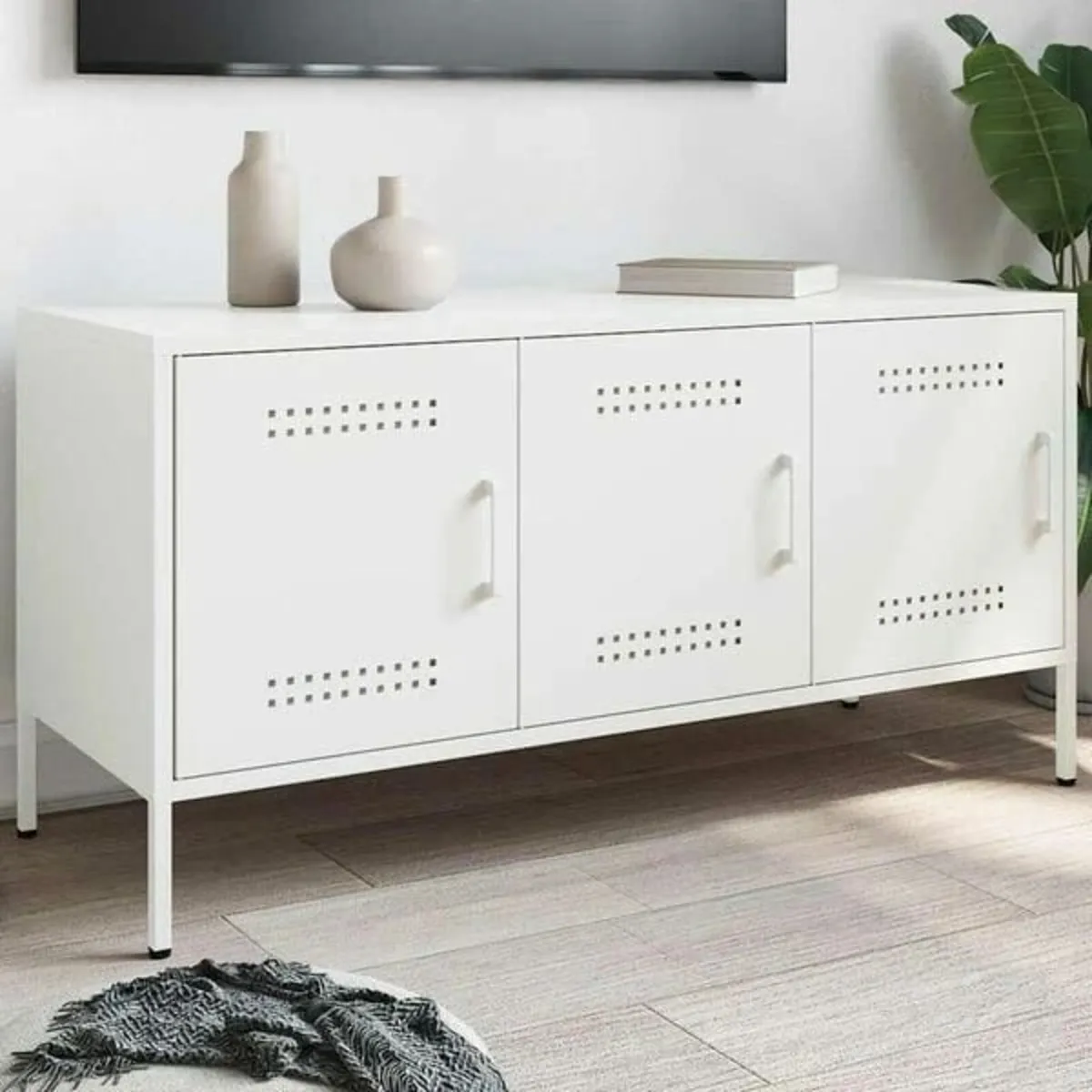 TV Cabinet White 100.5x39x50.5 cm Steel - Image 1