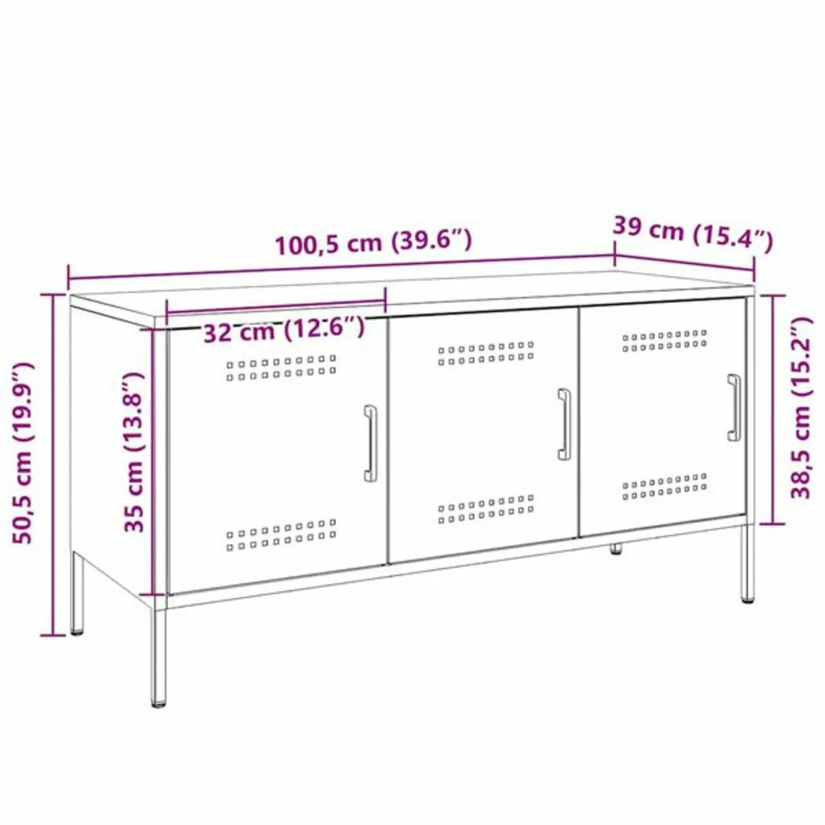 TV Cabinet White 100.5x39x50.5 cm Steel - Image 4