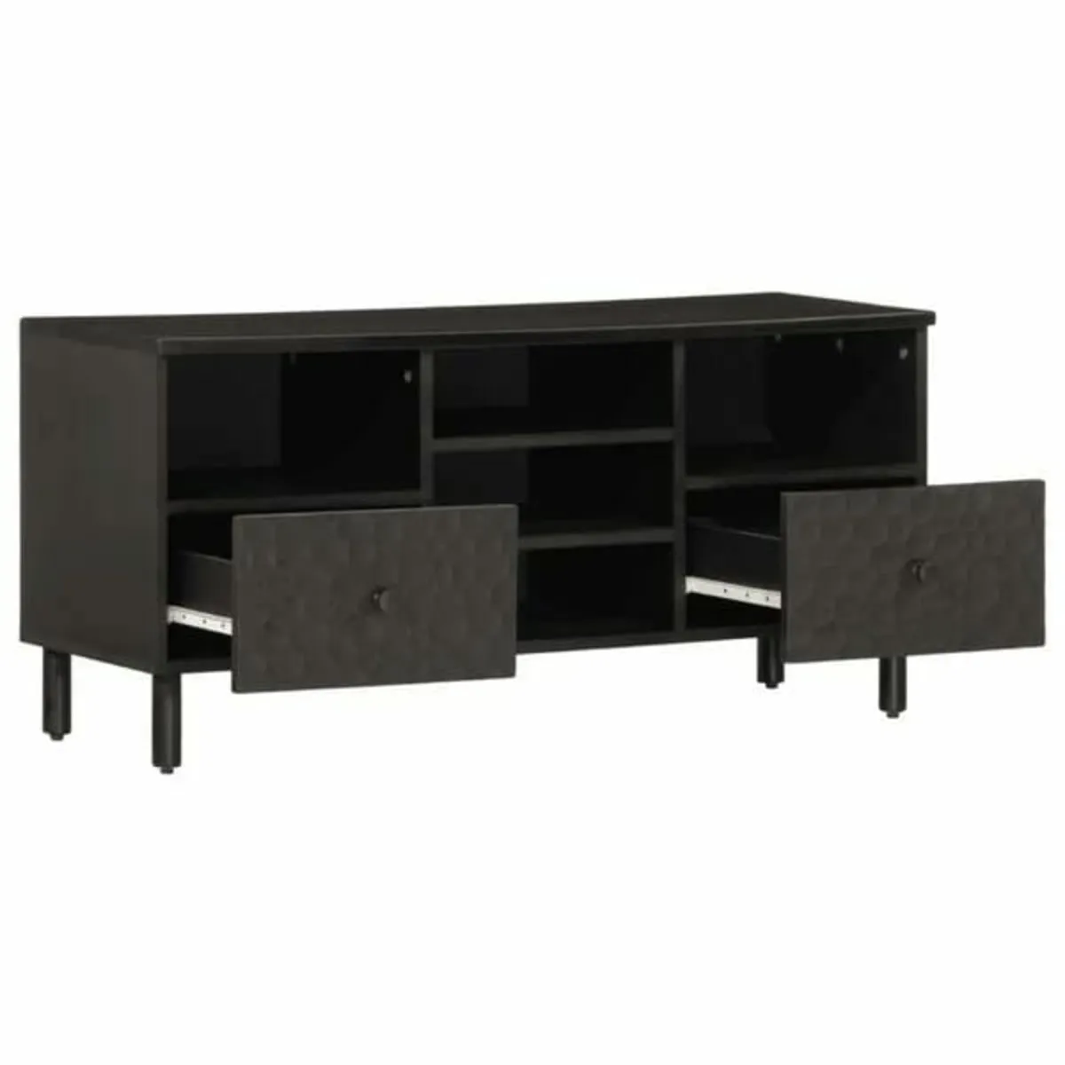 TV Cabinet Black 100x33x46 cm Solid Wood Mango - Image 2
