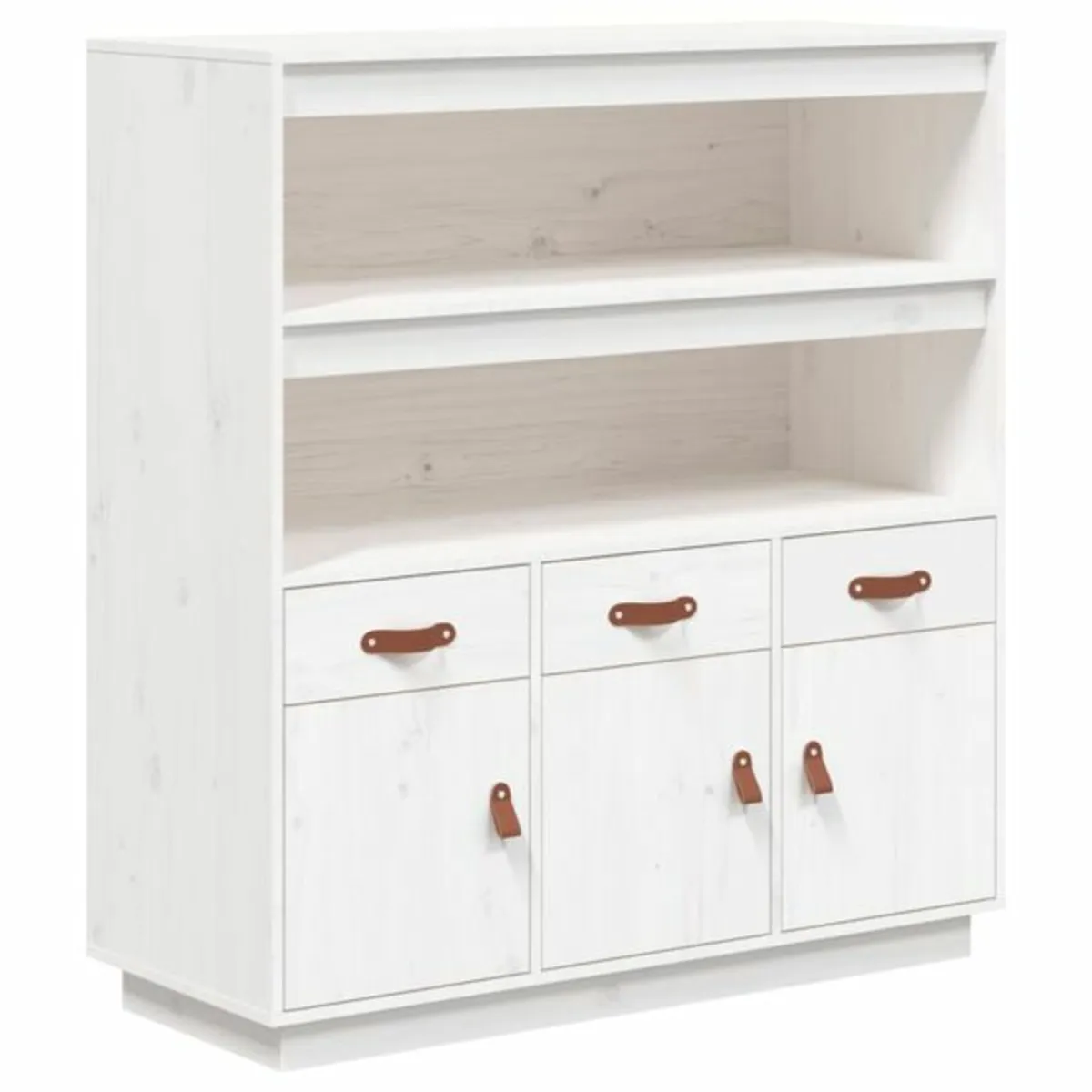 Highboard White 100x40x108.5 cm Solid Wood Pine - Image 1