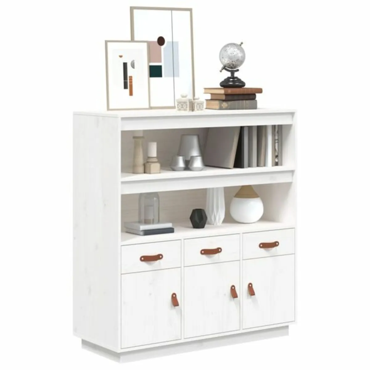Highboard White 100x40x108.5 cm Solid Wood Pine - Image 3