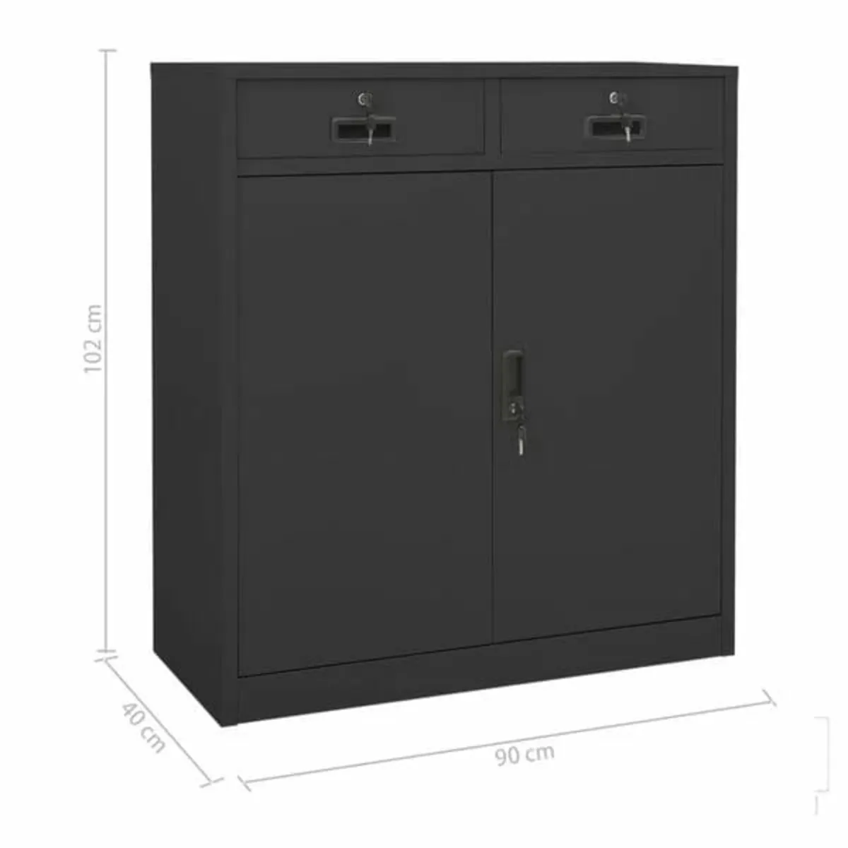 Office Cabinet Anthracite 90x40x102 cm Steel - Image 3