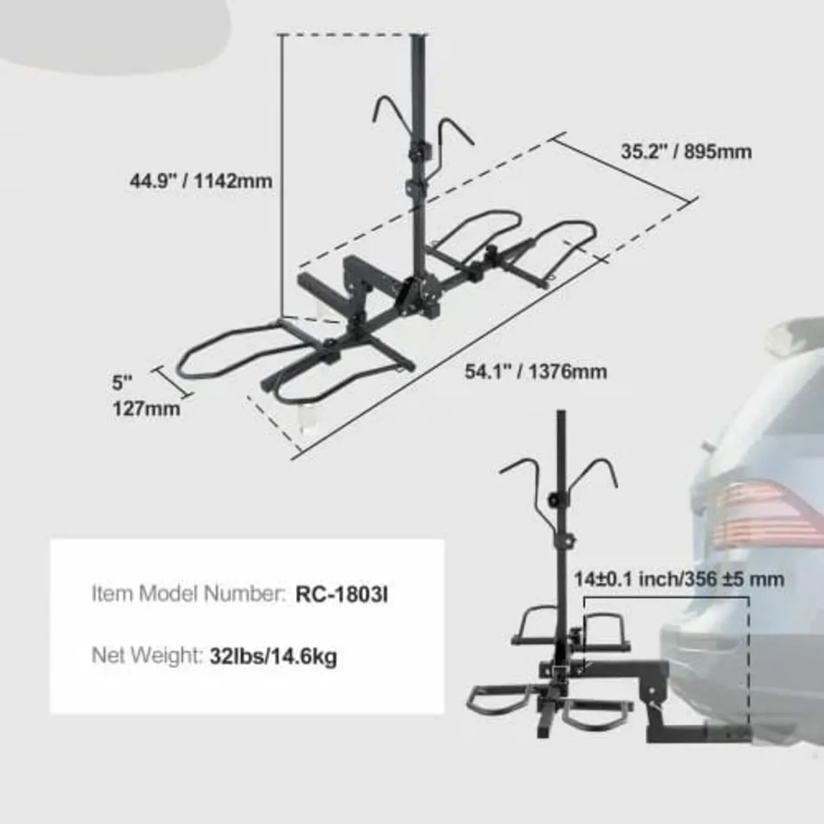 Hitch Mount Bike Rack, 2-Bike Platform Style, 160 - Image 3